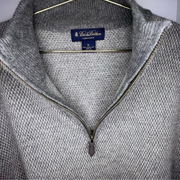 Brooks Brothers Camel Hair Half Zip Grey Sweater - Picture 6 of 7